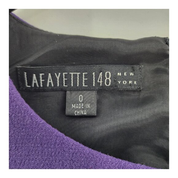 LAFAYETTE 148 NEW YORK Purple Cap Sleeve Draped Virgin Wool Sheath Dress - Picture 4 of 5